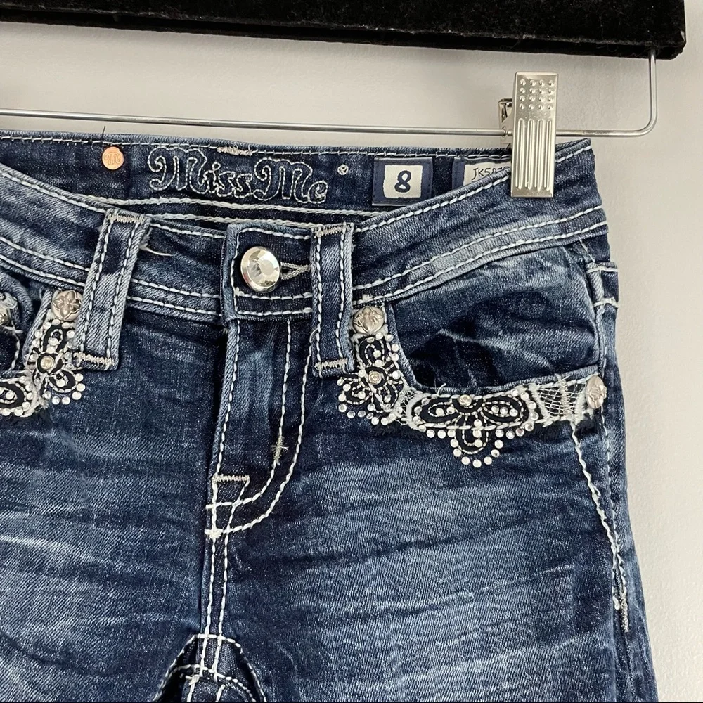 Miss Me Diamond Jewel Embellished Bootcut Jeans Girl's Size 8_3